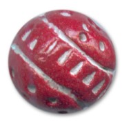 Ronde en argile décorée 12 mm Rouge x1