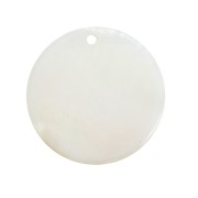Pendentif rond en nacre 30 mm - Naturel x1