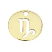 Breloque ronde - signe du zodiaque Capricorne 10 mm Gold filled (or laminé) x1