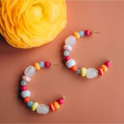 Perle en céramique  8 mm Blanc irisé