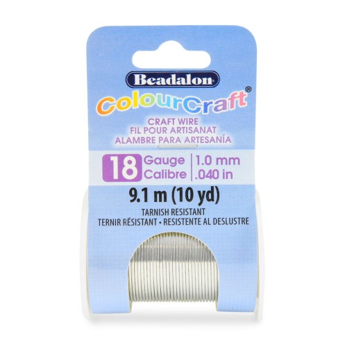 Fil de cuivre rond semi dur ColourCraft Wire 1mm Argenté anti-ternissement x9.1m