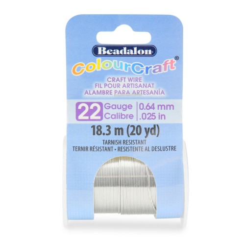 Fil de cuivre rond ColourCraft Wire 0.64 mm - Argenté anti-ternissement x18.3 m