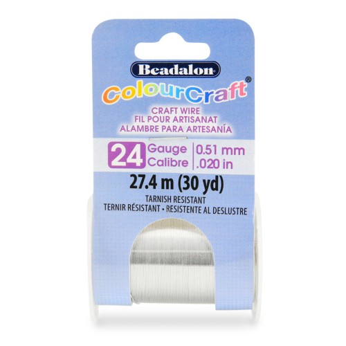 Fil de cuivre rond ColourCraft Wire 0.51 mm - Argenté anti-ternissement x27.4 m
