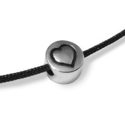 Perle lettre symbole ronde en métal 7 mm - Coeur - Placage Argent fin vieilli x1