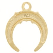 Breloque corne demi lune motif fleur 17x14.5 mm en Argent 925 Doré à l'or fin x1
