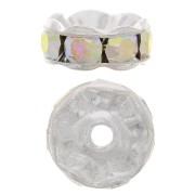 Perle rondelle Strass 8 mm argenté/Crystal AB x1|raw }}