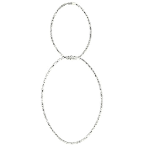 Pendentif ovale diamanté avec anneaux entrelacés 53mm Argent 925 x1