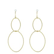 Pendentif ovale diamanté - anneaux entrelacés - 53mm Argent 925 Doré à l'or fin x1