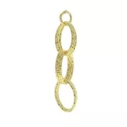 Pendentif ovale diamanté - anneaux entrelacés - 35mm Argent 925 Doré à l'or fin x1