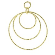 Pendentif rond diamanté  30mm Argent 925 Doré à l'or fin x1