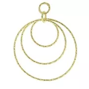 Pendentif rond diamanté  30mm Argent 925 Doré à l'or fin x1