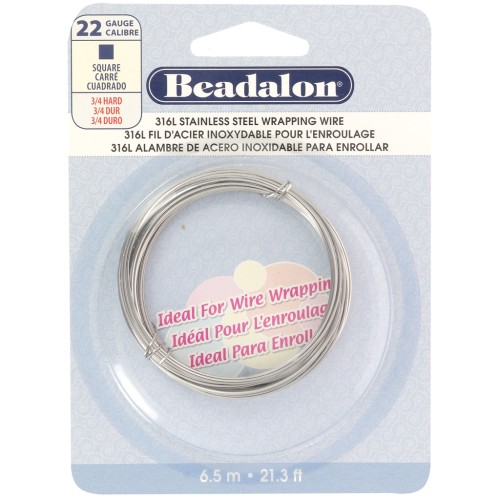 Fil carré 0.64 mm - Acier inoxydable 316L x6.5m