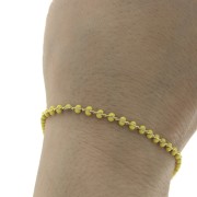 Chaîne maille fantaisie 3 mm avec perles en résine époxy - Jaune - Doré x50cm