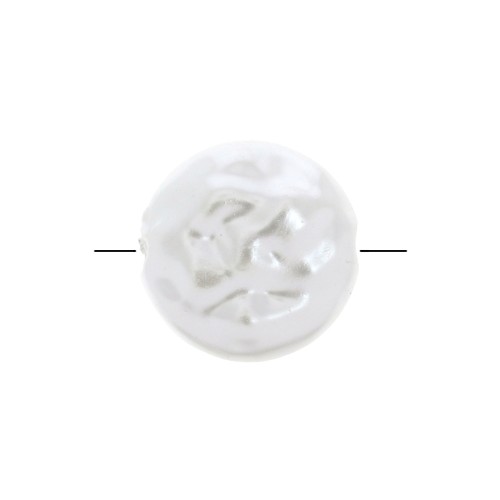 Perles irrégulières palets imitation nacre 12 mm - Blanc x4