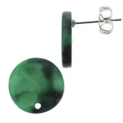 Clous d'oreilles acétate de cellulose 15 mm Ecaille de tortue Vert foncé - Noir x2