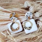 Clous d'oreilles acétate de cellulose 15 mm Ecaille de tortue - Mint nacré x2