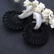 Clous d'oreilles form escargot en acétate de cellulose 29x12 mm Marron - Beige x2