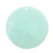 Pendentif rond en acétate de cellulose 35 mm - Ecaille de tortue Mint nacré x1