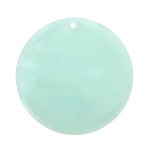 Pendentif rond en acétate de cellulose 35 mm - Ecaille de tortue Mint nacré x1