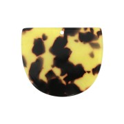 Pendentif demi-lune en acétate 29x34 mm - Ecaille de tortue Marron - Noir x1