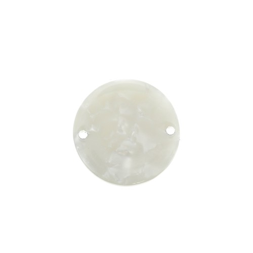 Intercalaire rond en acétate 20 mm Ecaille de tortue - Blanc nacré x1