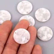 Intercalaire rond en acétate 20 mm Ecaille de tortue - Blanc nacré x1