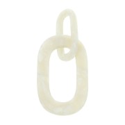 Pendentif maillon XXL en acétate 62x26 mm Ecaille de tortue - Blanc nacré x1