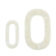 Pendentif maillon XXL en acétate 62x26 mm Ecaille de tortue - Blanc nacré x1