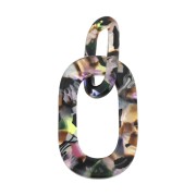 Pendentif maillon XXL en acétate 62x26 mm Ecaille de tortue Violet - Marron x1