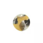Sequin rond en acétate de cellulose 18.5 mm Ecaille de tortue - Ocre - Blanc x1