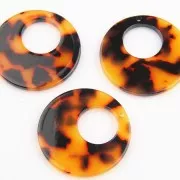 Pendentif - boucles d'oreilles en acétate 35mm Ecaille de tortue Marron - Noir x1