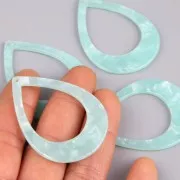 Pendentif goutte évidé en acétate 46x33 mm Ecaille de tortue Mint nacré x1