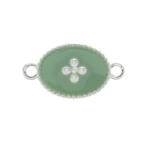 Intercalaire ovale motif croix en résine époxy 15x8.5mm Placage argent fin - Mint x1