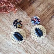 Disque plat en bambou tressé 25 mm - Marron clair x1