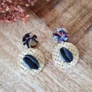 Disque plat en bambou tressé 15 mm - Marron clair x1