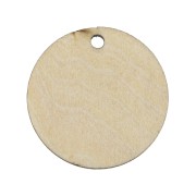 Pendentif rond en bois teinté effet tressé 23 mm - Marron clair - Naturel x1