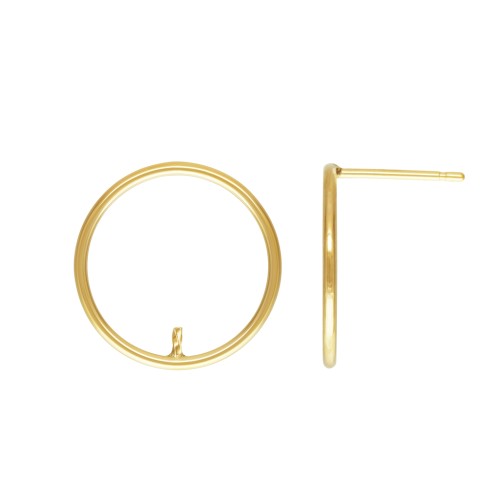 Clous d'oreilles cercle 15 mm pour pierre semi-percées - Gold Filled or laminé x2