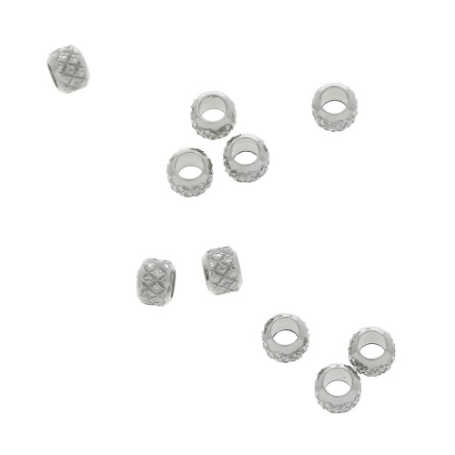 Perles gros trou texturées en Acier inoxydable 304 2x3 mm x10