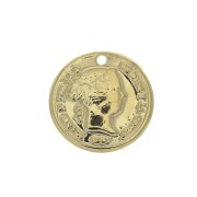 Breloque pièce de monnaie 13 mm - Doré à l'or fin x1