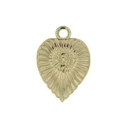 Breloque feuille travaillée 11.5x8 mm - Doré à l'or fin x1