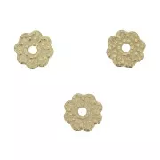 Perles rondelles forme fleur 4.5 mm - Doré à l'or fin x4