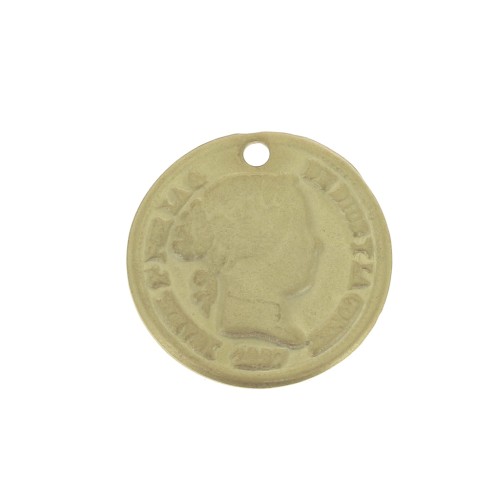 Breloque pièce de monnaie 13 mm - Doré à l'or fin satiné x1