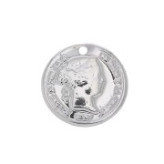Breloque pièce de monnaie 13 mm - Placage argent fin x1|raw }}