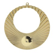 Pendentif créole rond effet plissé 48x45mm pour cabochon 10mm - Doré à l'or fin x1