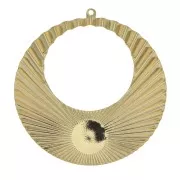 Pendentif créole rond effet plissé 48x45mm pour cabochon 10mm - Doré à l'or fin x1