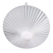 Pendentif rond effet plissé 48x45 mm pour cabochon fond plat 10 mm - Placage argent fin x1