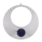 Pendentif créole rond effet plissé 48x45 mm pour cabochon 10 mm - Placage argent fin x1