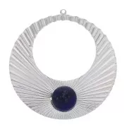 Pendentif créole rond effet plissé 48x45 mm pour cabochon 10 mm - Placage argent fin x1