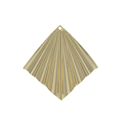 Pendentif losange effet plissé 35x33 mm - Doré à l'or fin x1