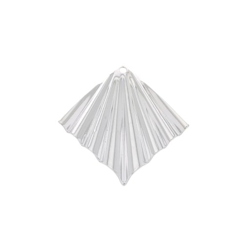 Pendentif losange effet plissé 28x27 mm - Placage argent fin x1